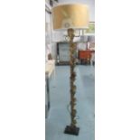 STANDARD LAMP, from Graham and Green, carved giltwood column and patterned shade, 178cm H overall.