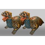 MYTHICAL DRAGON TORTOISE FIGURES, a pair, 20th century Chinese carved wood and polychrome painted,