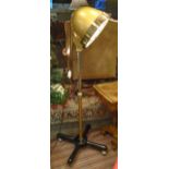 STANDARD LAMP, converted vintage salon hairdrier, on wheels, adjustable, 132cm H.