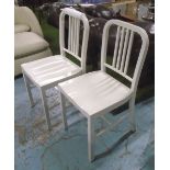 TOLIX DINING CHAIRS, a set of eight, in white metal finish, 41cm W.