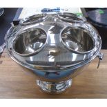 WINE COOLER, for four bottles, in plated metal, 37cm diam x 31cm H.