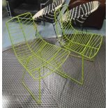 LEAF CHAIRS, a set of four, by Arper, lime green painted construction (marked Arper underneath) 51.