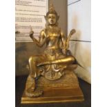 SEATED SHIVA BRONZE SCULPTURE, 41cm H.