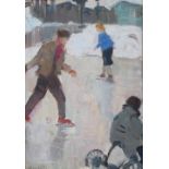 VLADIMIR EREMENKO (Russian 1922-1988), 'Village Skating Rink', 1950, oil on canvas, 35.