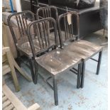 TOLIX DINING CHAIRS, a set of eight, in grey metal finish, 41cm W.