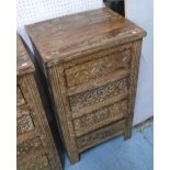 SIDE CHEST, eastern style with four drawers below on square supports distressed finish,