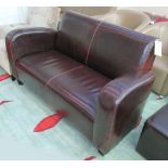 CLUB SOFA, Deco style brown leather, 141cm W x 44cm D x 209cm H.