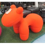 'GIDDY UP PONY' STYLE CHAIR, in orange felt, 106cm L x 58cm W x 81cm H.