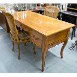 BUREAU PLAT, Louis XV style cherrywood with three drawers,