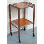 TRAY/SIDE TABLE, orange and black bound with mirrored trays, one with handles, 45cm x 37cm x 75cm H.