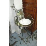 WASH STAND, with Saunier Duval of Paris taps, and mirror with candle scones, 50cm x 122cm.