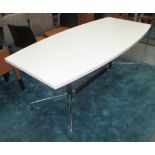 DINING TABLE, rectangular style with white top on chromed metal supports, 180cm x 90cm x 75cm H.