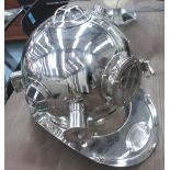 DIVERS HELMET, replica in chromed metal finish, 26cm h x 45cm L.