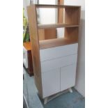HALL CABINET, mid century style, plywood construction with white lacquered detailing, 70cm x 42.