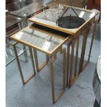 NEST OF TABLES, gilt frames silvered insert tops, 61cm H x 45cm x 45cm.