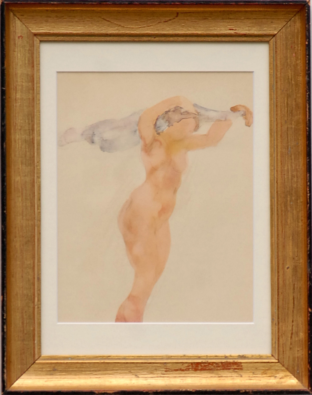 AUGUSTE RODIN, 'Nude in Robe', lithograph and pochoir,