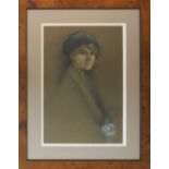 GEORGE HENRY BLOOMFIELD, 'Young lady with a rose', 1918, pastel, signed and dated lower left,
