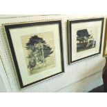 JOHN COPLEY/ETHEL GABAIN, 'Rehearsal' and 'By the ruins', a pair of etchings, signed,