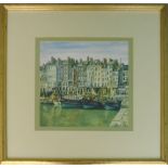 20TH CENTURY BRITISH SCHOOL, 'Honfleur bay', watercolour, signed with initials lower right,