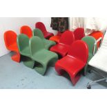 CHILD SIZE CHAIRS, a set of twelve, Panton style, fibre glass construction, in a rainbow of colours,