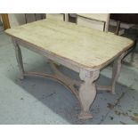 LOW TABLE, rustic style, grey painted wood with 'X' frame stretcher, 120cm x 70cm x 61cm.