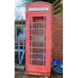 *** TO BE SOLD AT 12PM - VINTAGE CAST IRON RED TELEPHONE BOX - TO BE SOLD IN SITU (BUYER MUST
