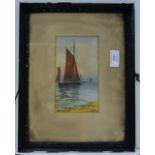 SMALL FRAMED WATER COLOUR "SAIL BOAT ON THE WATER" SIGNATURE INDISTINCT