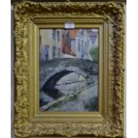 GILT FRAMED PAINTING "STREET CANAL SCENE" SIGNED CHARLES MACKAY