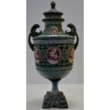 LARGE JAPANESE MORIAGE WARE DOUBLE HANDLED LIDDED URN