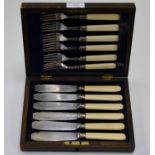 BOXED SET OF 6 EACH EPNS FISH KNIVES & FORKS