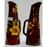 PAIR OF BRETBY ART NOUVEAU DECORATIVE FLORAL JUGS