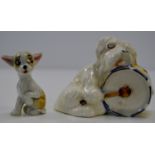 VINTAGE BESWICK DRUMMER DOG ORNAMENT & MINIATURE WADE DOG WHIMSY