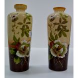 PAIR OF DECORATIVE PAINTED GLASS VASES