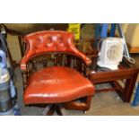 RED LEATHER SWIVEL CAPTAINS CHAIR