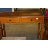 TEAK 2 DRAWER HALL TABLE ON SQUARE TAPERED LEGS