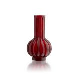 RUBY-RED GLASS LOBED BOTTLE VASEQING DYNASTY, 19TH CENTURYwith lobed sides, the globular body rising