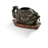 BRONZE CENSER IN THE SHAPE OF A FINGERED CITRONQING DYNASTYnaturalistically cast in the form of a