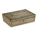 ANGLO-INDIAN SADELI WORK BOX 19TH CENTURY of sarcophagus form, the hinged lid opening to reveal a