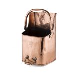 REGENCY COPPER COAL SCUTTLE EARLY 19TH CENTURY of helmet shape, engraved with the crest for the Duke