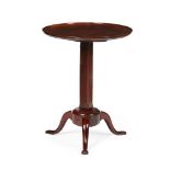 RARE GEORGE III TELESCOPIC MAHOGANY TRIPOD TABLE MID 18TH CENTURY the circular dished top above an