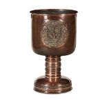 COPPER WINE COOLER WITH KNIGHTS TEMPLAR ASSOCIATION 19TH CENTURY the deep circular top with an