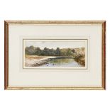 SIR WILLIAM FETTES DOUGLAS P.R.S.A. (SCOTTISH 1822-1891) RIVER LANDSCAPE signed, watercolour 9.5cm x