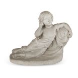 VICTORIAN PLASTER FIGURE OF A BOY MID 19TH CENTURY the reclining draped figure holding a shell to