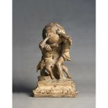 FRENCH TERRACOTTA FIGURE GROUP 'ATLAS AND HERCULES' FIRST HALF 18TH CENTURY in unfired terracotta,