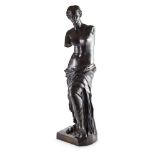 LARGE FRENCH BRONZE FIGURE OF THE 'VENUS DE MILO' 19TH CENTURY dark brown patina, marked RTION