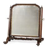 FINE GEORGE II MAHOGANY AND GILTWOOD DRESSING MIRROR MID 18TH CENTURY the arched square mirror plate