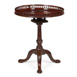 GEORGE III MAHOGANY BIRDCAGE TEA TABLE 18TH CENTURY the circular top with a spindle gallery with