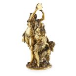 FRENCH GILT BRONZE 'BACCHANALIA' FIGURE GROUP, AFTER CLODION 19TH CENTURY dark brown patina, with