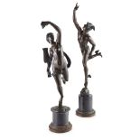 TWO FRENCH BRONZE FIGURES, MERCURY AND AMPHITRITE 19TH CENTURY both with dark brown patina and