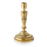 LOUIS XVI GILT BRONZE CANDLESTICK 18TH CENTURY the finely cast fluted tapered column cast with